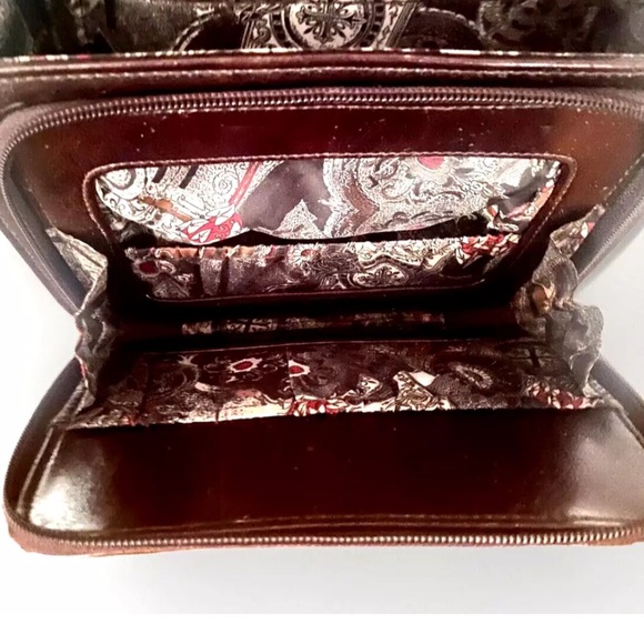 🌹BELLE ROSE🌹 CROC EMBOSSED LEATHER MULTI COMPARTMENT ORGANIZER CROSSBODY BAG - Picture 12 of 14